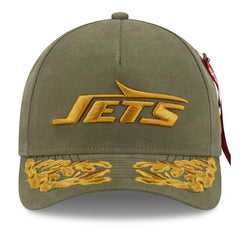 New York Jets New Era x Alpha Industries A-Frame 9FORTY Adjustable Hat Olive - NFL