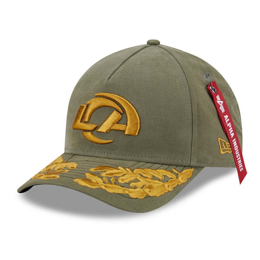 Los Angeles Rams New Era x Alpha Industries A-Frame 9FORTY Adjustable Hat Olive - NFL