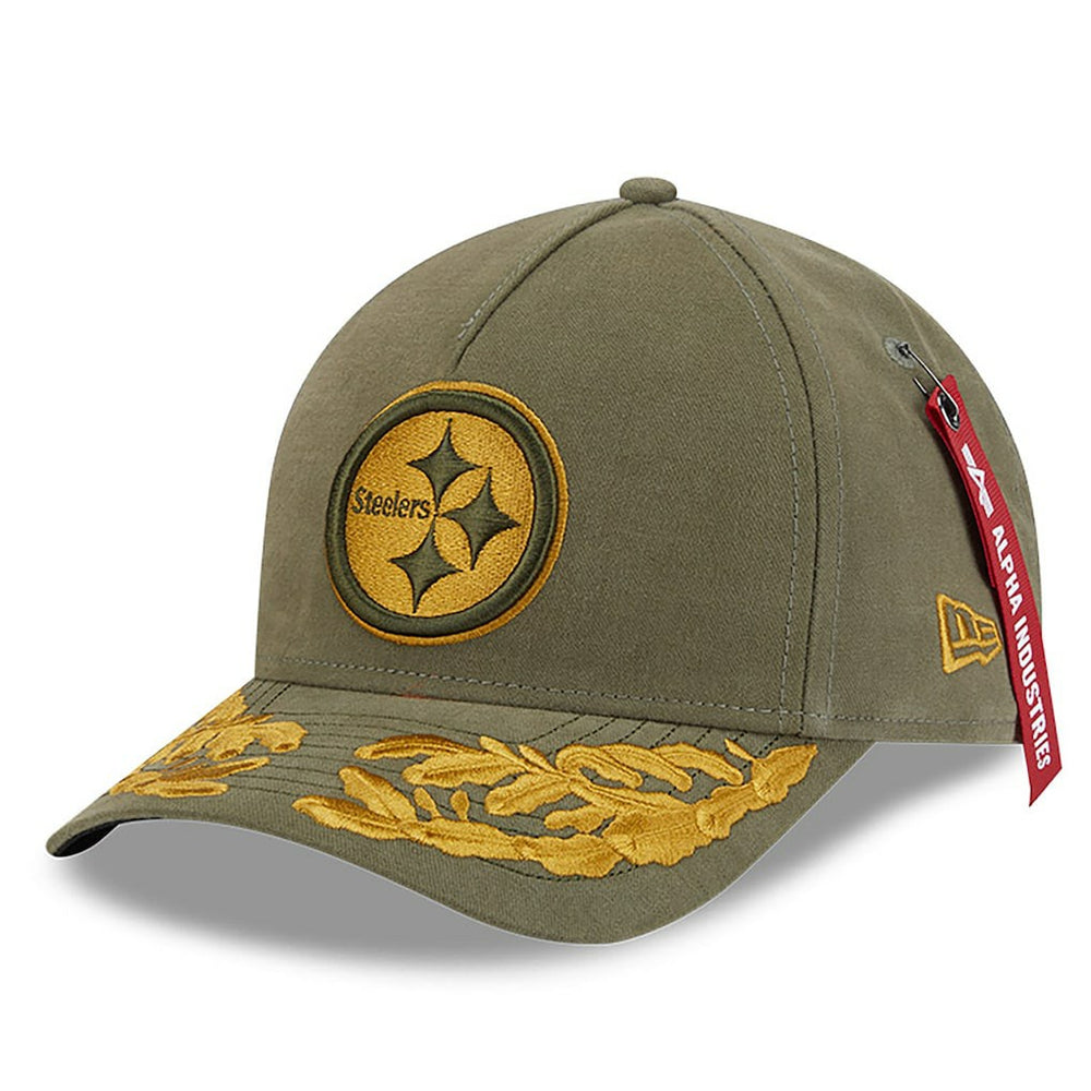 Pittsburgh Steelers New Era x Alpha Industries A-Frame 9FORTY Adjustable Hat Olive - NFL