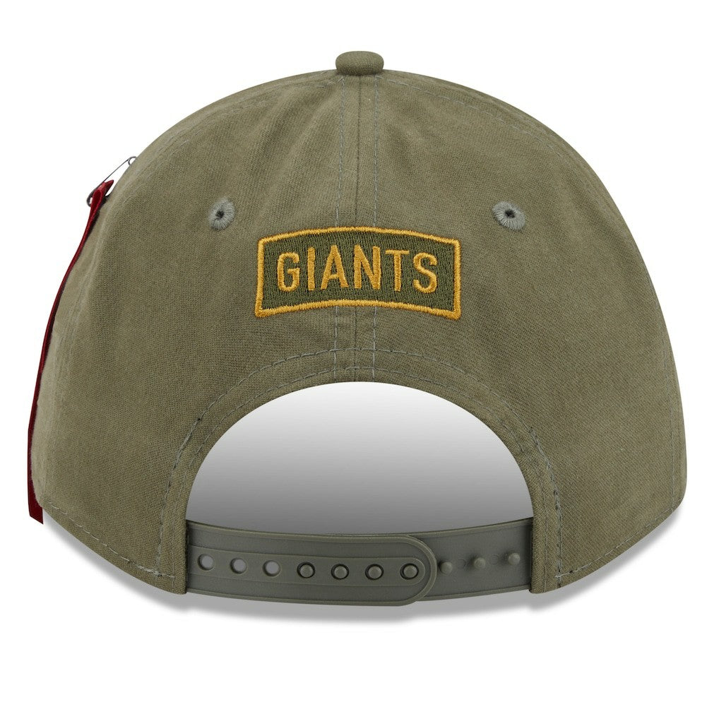 New York Giants New Era x Alpha Industries A-Frame 9FORTY Adjustable Hat Olive - NFL