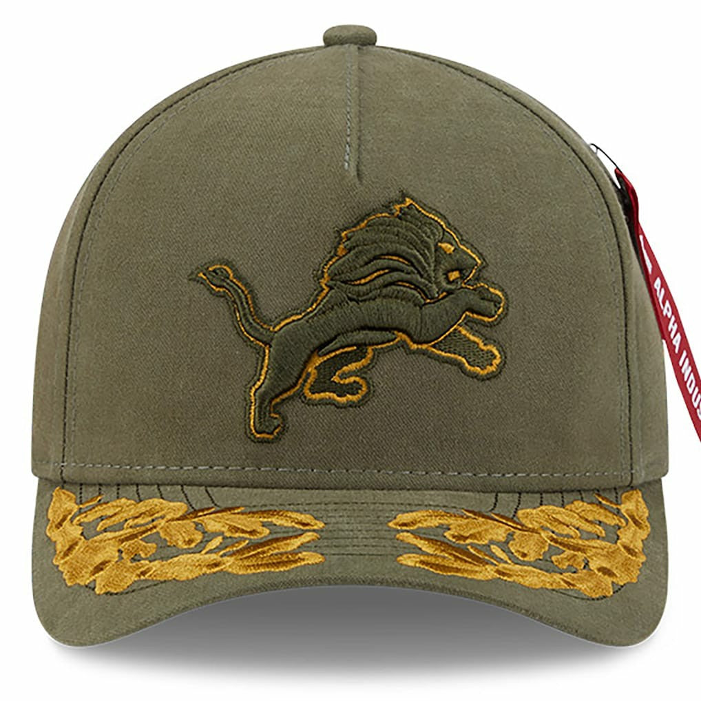 Detroit Lions New Era x Alpha Industries A-Frame 9FORTY Adjustable Hat Olive - NFL