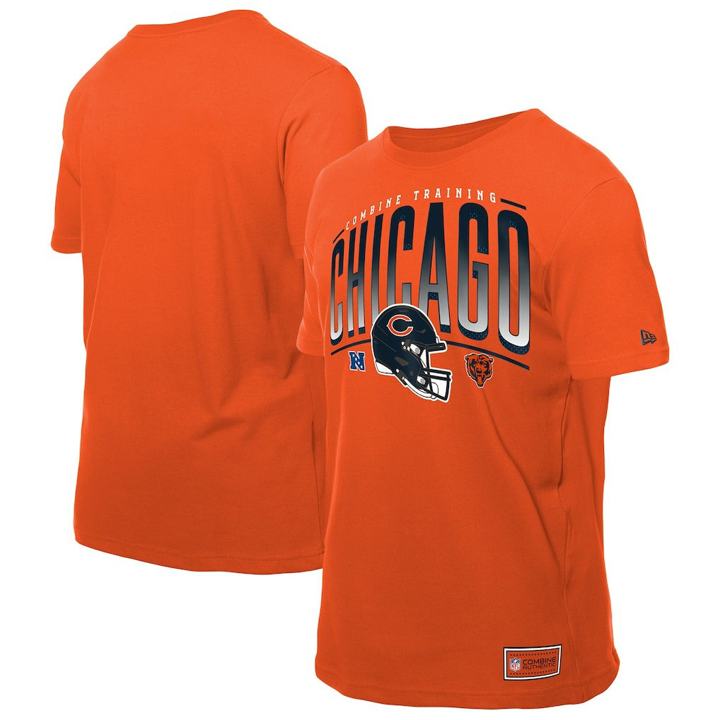 Chicago Bears New Era Combine Authentic Helmet T-Shirt Orange - NFL