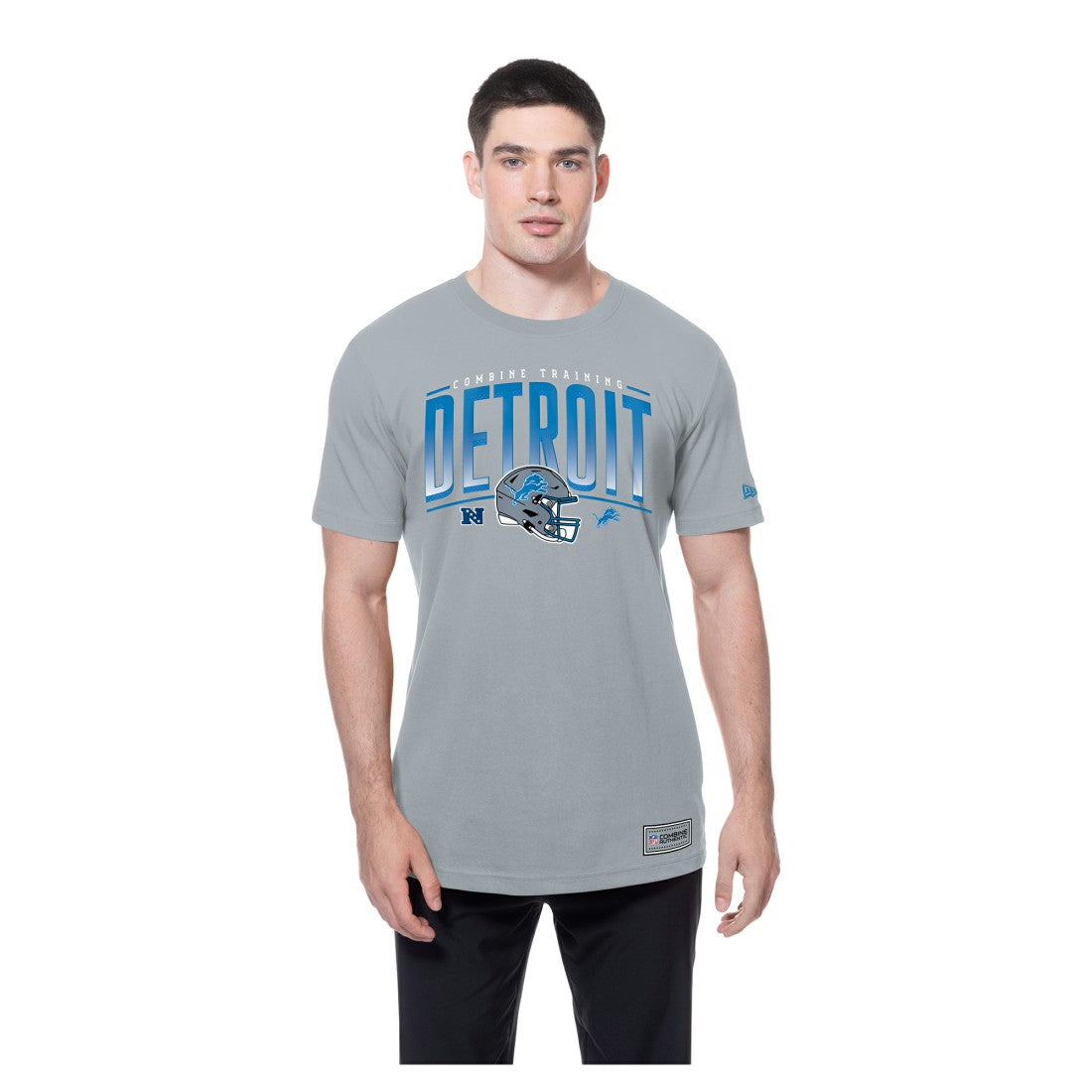 Detroit Lions New Era Combine Authentic Helmet T-Shirt Silver - NFL