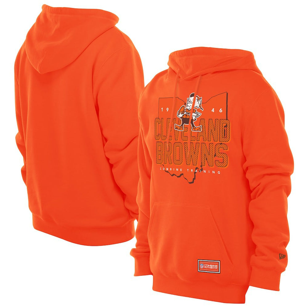 Cleveland Browns New Era Combine Authentic Local State Throwback Hoodie Orange - NFL