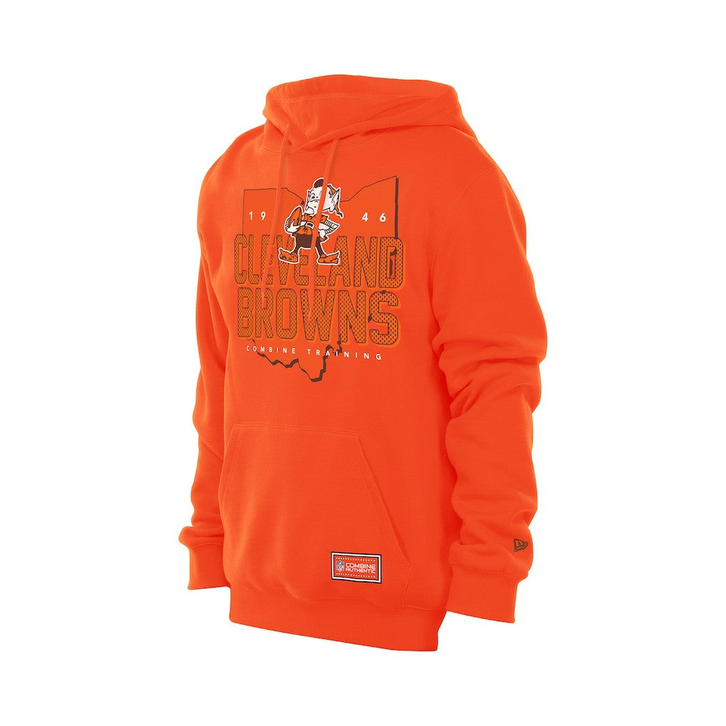 Cleveland Browns New Era Combine Authentic Local State Throwback Hoodie Orange - NFL