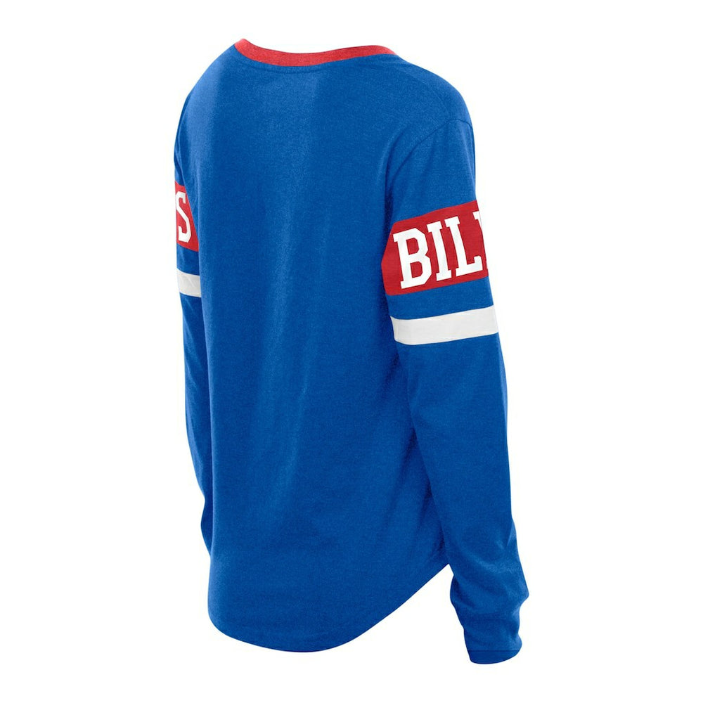 Buffalo Bills New Era Women's Plus Size Throwback Lace-Up Long Sleeve T-Shirt Blue - NFL