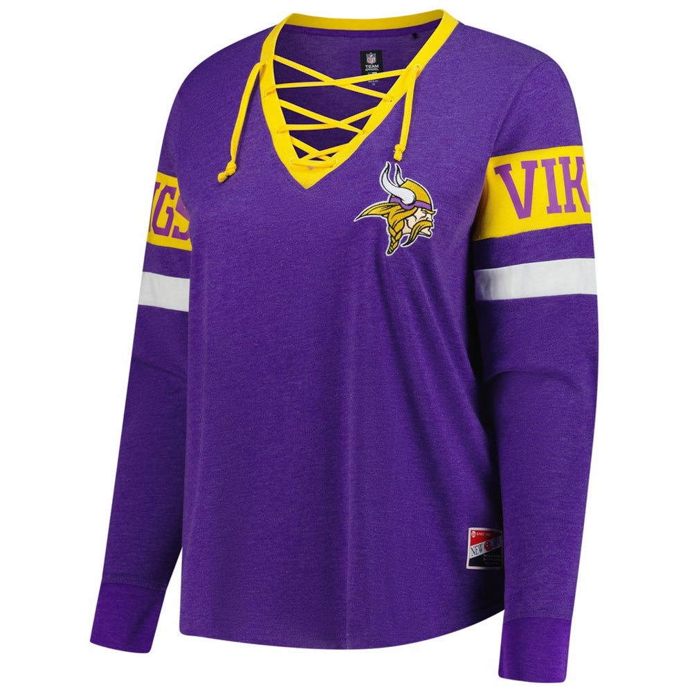 Minnesota Vikings New Era Women's Plus Size Throwback Lace-Up Long Sleeve T-Shirt Purple - NFL
