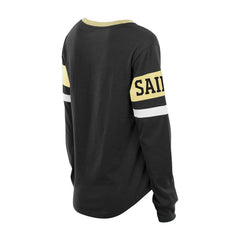 New Orleans Saints New Era Women's Plus Size Throwback Lace-Up Long Sleeve T-Shirt Black - NFL