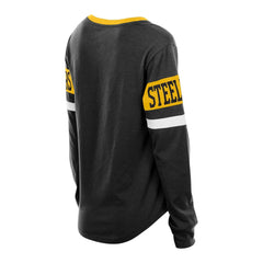 Pittsburgh Steelers New Era Women's Plus Size Throwback Lace-Up Long Sleeve T-Shirt Black - NFL