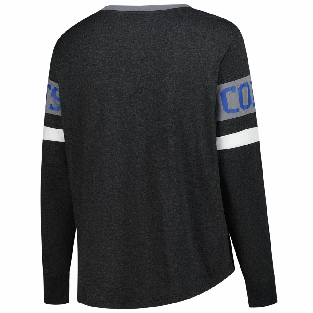 Indianapolis Colts New Era Women's Plus Size Throwback Lace-Up Long Sleeve T-Shirt Black - NFL