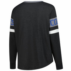 Indianapolis Colts New Era Women's Plus Size Throwback Lace-Up Long Sleeve T-Shirt Black - NFL