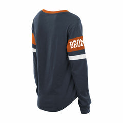 Denver Broncos New Era Women's Plus Size Throwback Lace-Up Long Sleeve T-Shirt Navy - NFL
