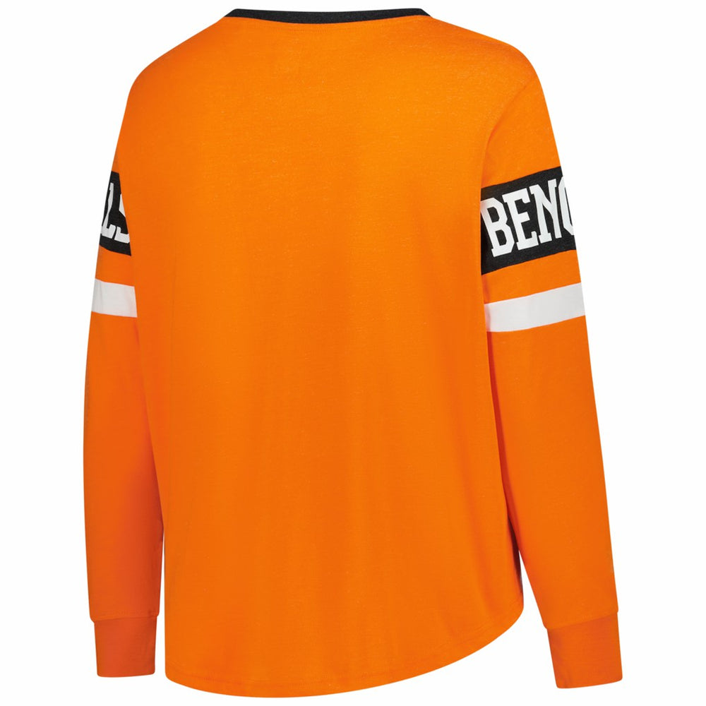 Cincinnati Bengals New Era Women's Plus Size Throwback Lace-Up Long Sleeve T-Shirt Orange - NFL