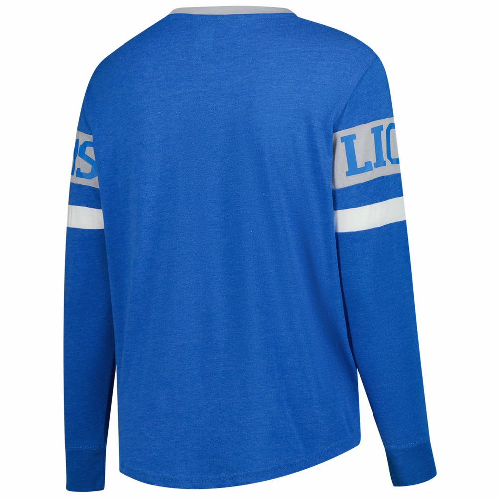 Detroit Lions New Era Women's Plus Size Throwback Lace-Up Long Sleeve T-Shirt Blue - NFL