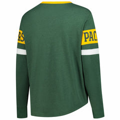Green Bay Packers New Era Women's Plus Size Throwback Lace-Up Long Sleeve T-Shirt Green - NFL