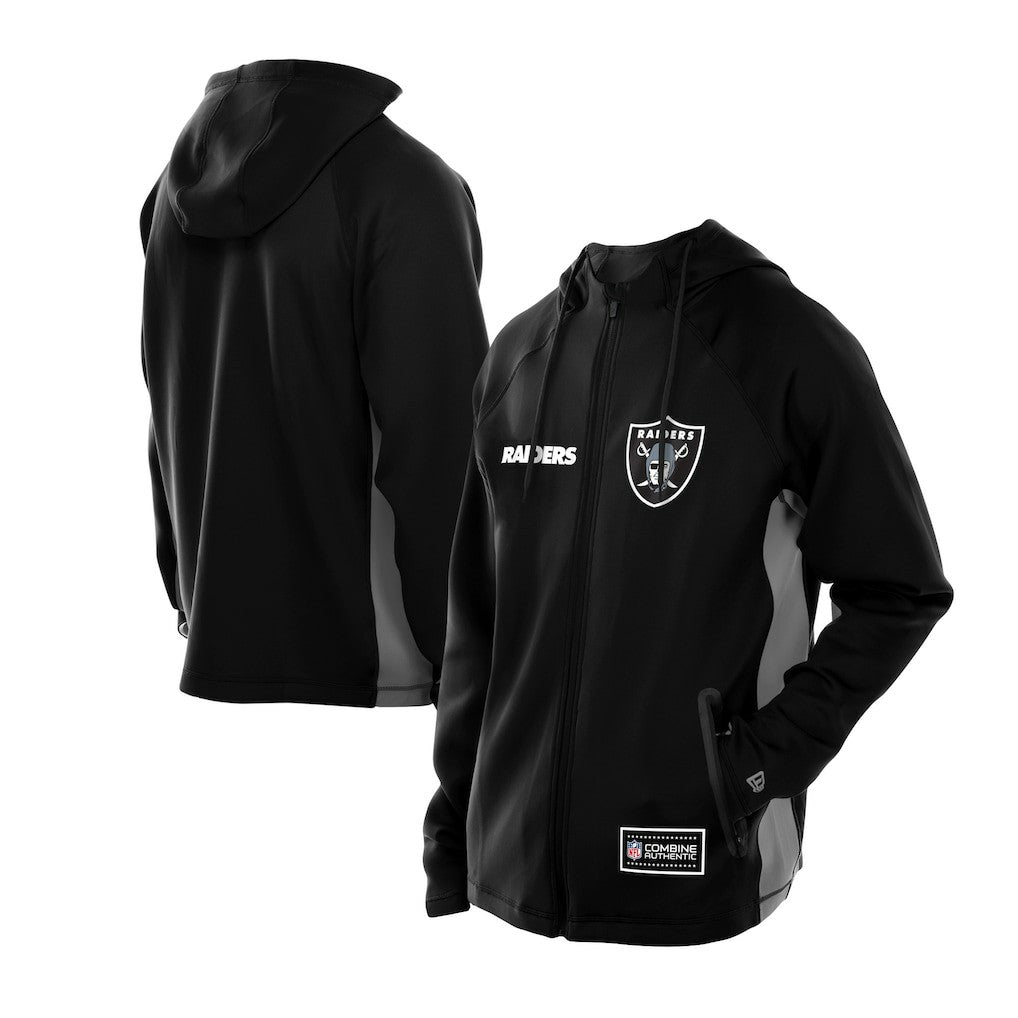 Las Vegas Raiders New Era Combine Authentic Raglan Scuba Full-Zip Hoodie Black - NFL