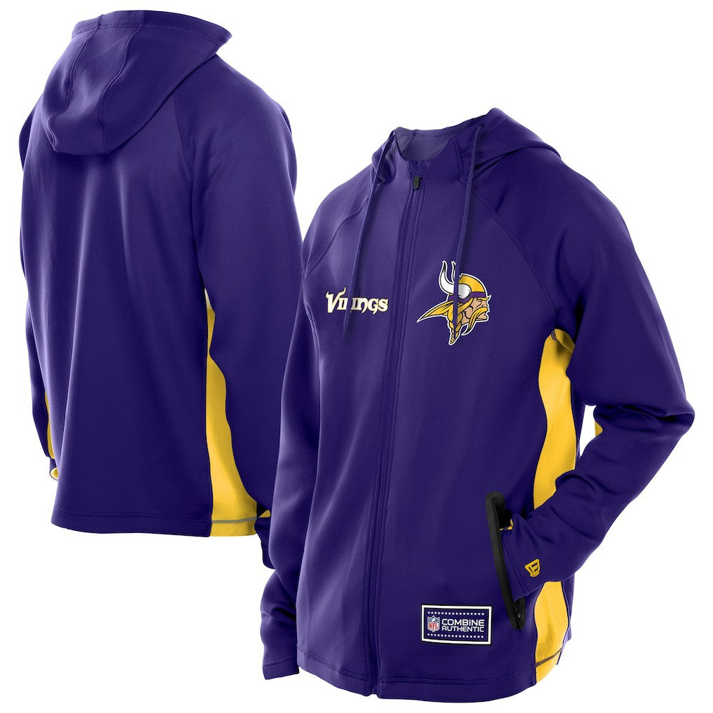 Minnesota Vikings New Era Combine Authentic Raglan Scuba Full-Zip Hoodie Purple - NFL
