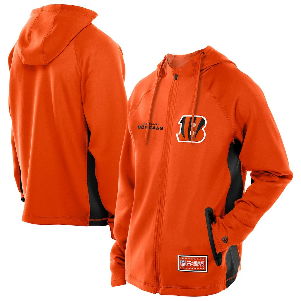 Cincinnati Bengals New Era Combine Authentic Raglan Scuba Full-Zip Hoodie Orange - NFL