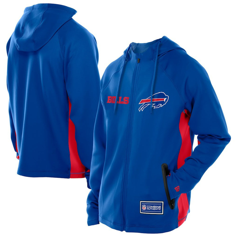 Buffalo Bills New Era Combine Authentic Raglan Scuba Full-Zip Hoodie Royal - NFL