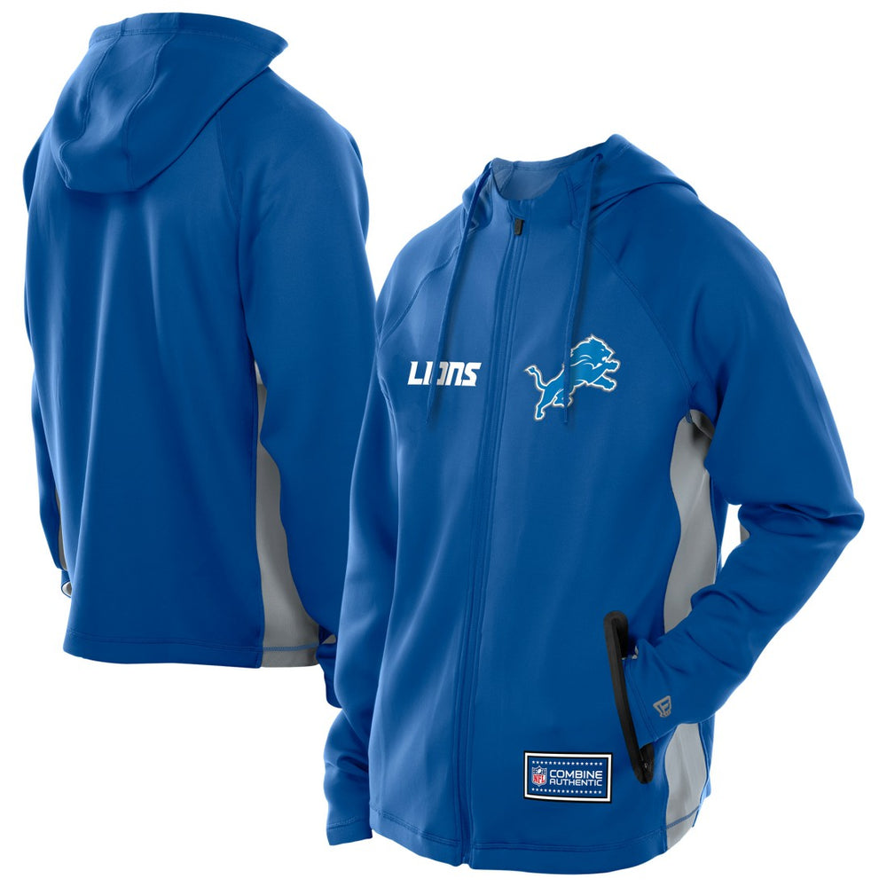 Detroit Lions New Era Combine Authentic Raglan Scuba Full-Zip Hoodie Blue - NFL