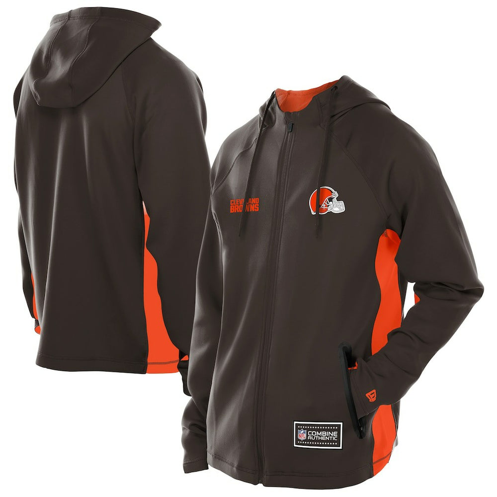 Cleveland Browns New Era Combine Authentic Raglan Scuba Full-Zip Hoodie Brown - NFL
