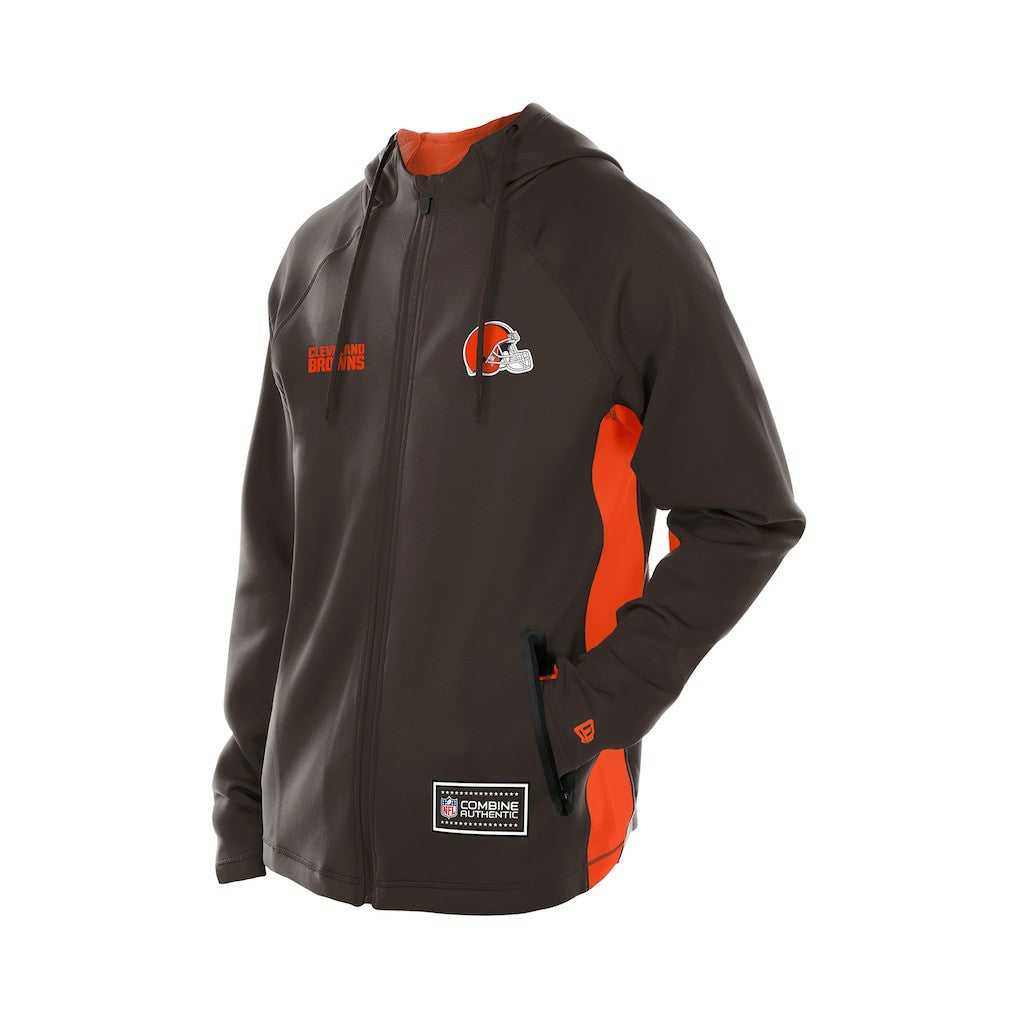 Cleveland Browns New Era Combine Authentic Raglan Scuba Full-Zip Hoodie Brown - NFL