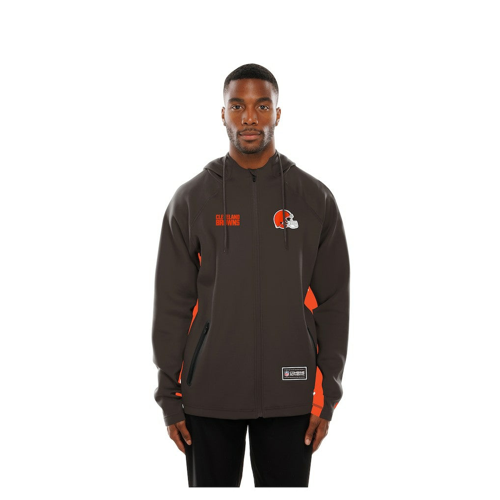 Cleveland Browns New Era Combine Authentic Raglan Scuba Full-Zip Hoodie Brown - NFL