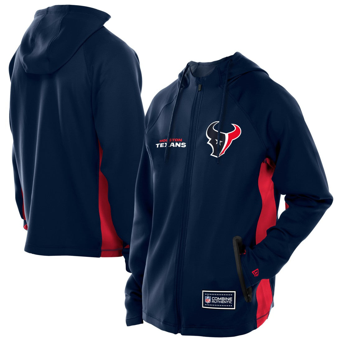 Houston Texans New Era Combine Authentic Raglan Scuba Full-Zip Hoodie Navy - NFL