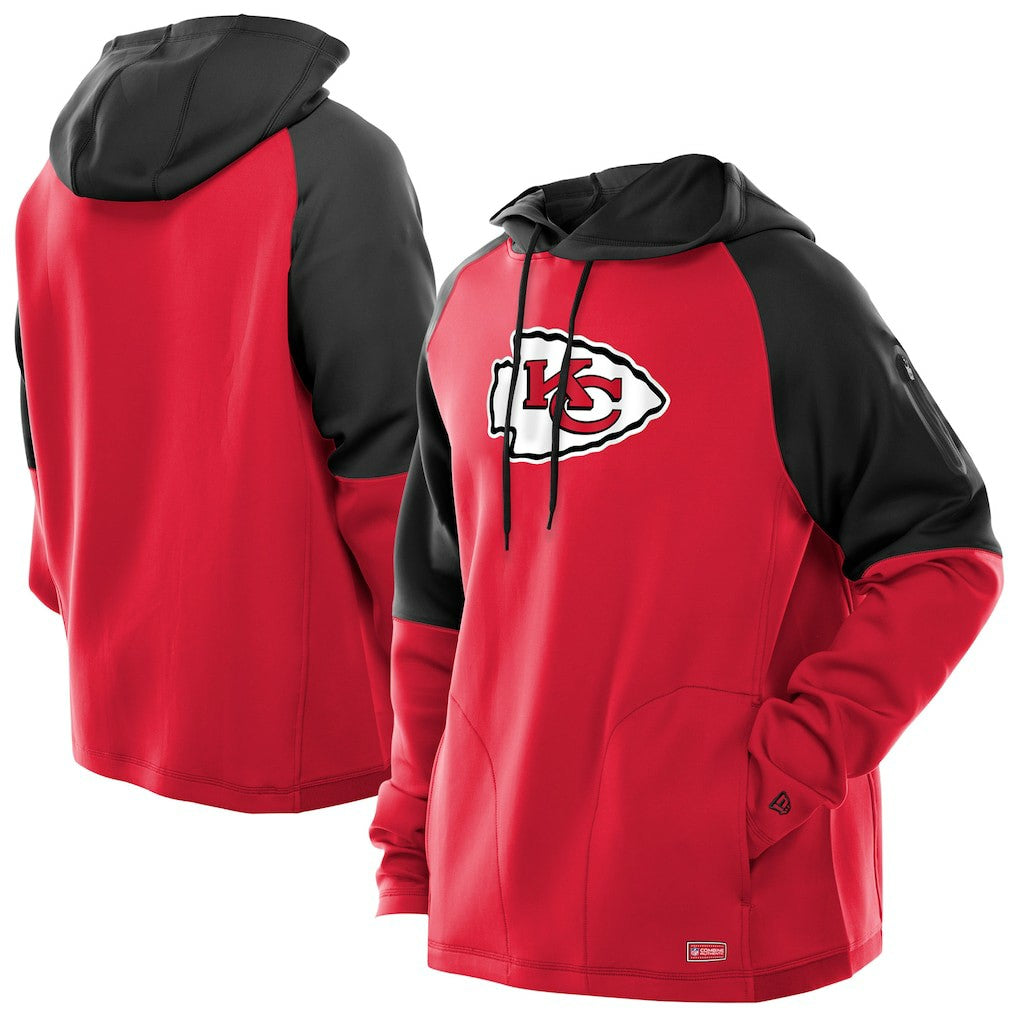 Kansas City Chiefs New Era Combine Authentic Color Block Raglan Pullover Hoodie Red - NFL
