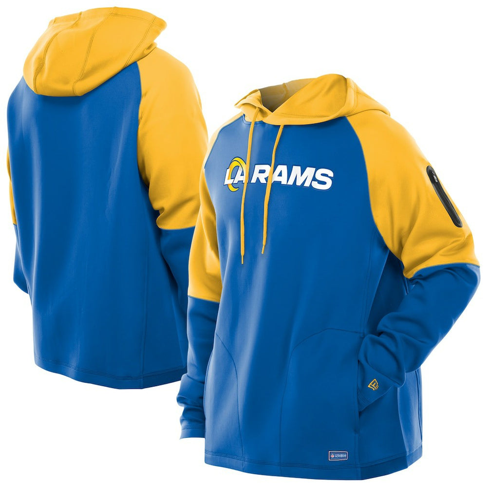 Los Angeles Rams New Era Combine Authentic Color Block Raglan Pullover Hoodie Royal - NFL