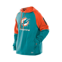 Miami Dolphins New Era Combine Authentic Color Block Raglan Pullover Hoodie Aqua - NFL