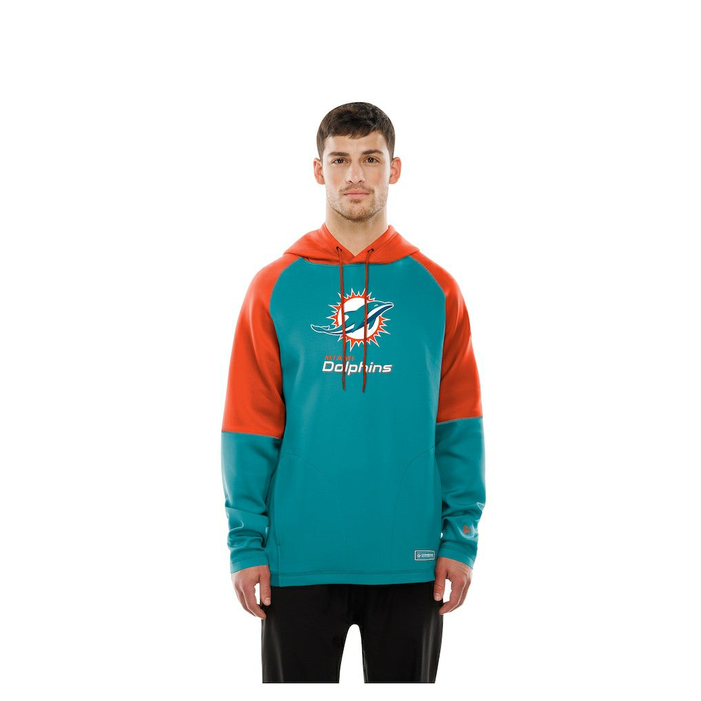 Miami Dolphins New Era Combine Authentic Color Block Raglan Pullover Hoodie Aqua - NFL