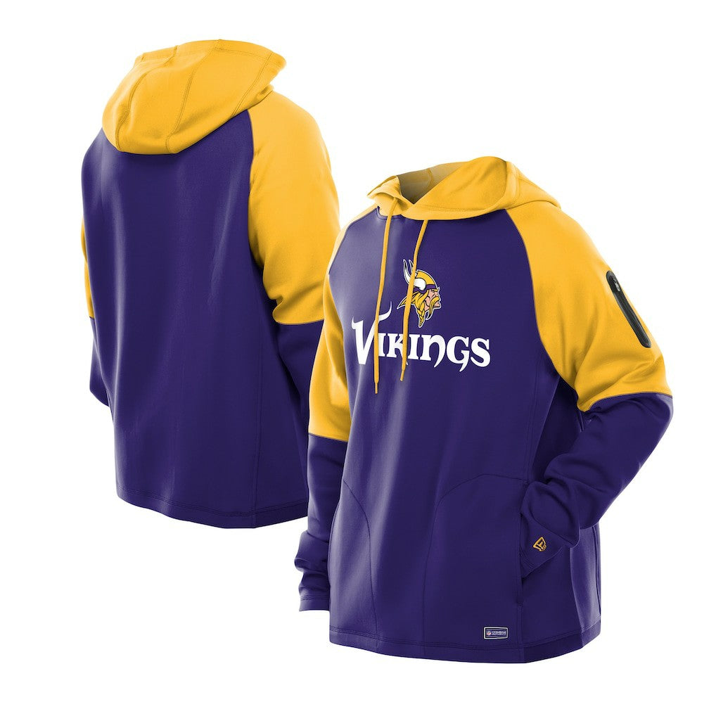 Minnesota Vikings New Era Combine Authentic Color Block Raglan Pullover Hoodie Purple - NFL