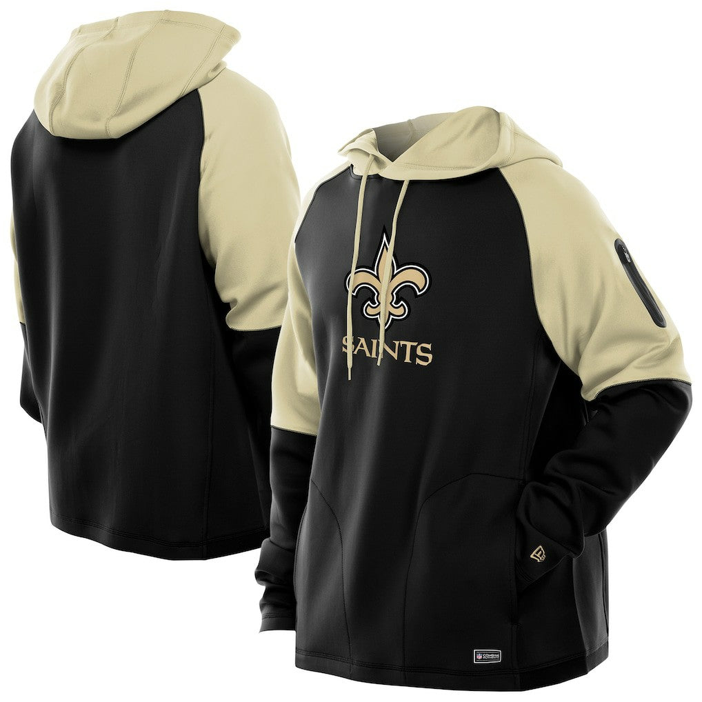 New Orleans Saints New Era Combine Authentic Color Block Raglan Pullover Hoodie Black - NFL