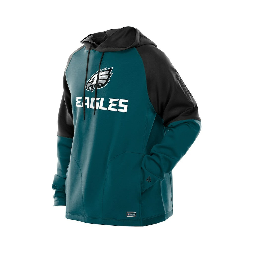Philadelphia Eagles New Era Combine Authentic Color Block Raglan Pullover Hoodie Midnight Green - NFL