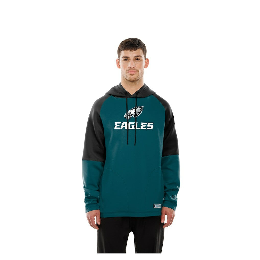 Philadelphia Eagles New Era Combine Authentic Color Block Raglan Pullover Hoodie Midnight Green - NFL