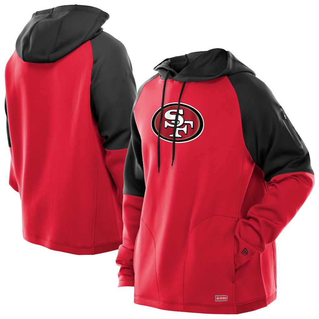 San Francisco 49ers New Era Combine Authentic Color Block Raglan Pullover Hoodie Scarlet - NFL
