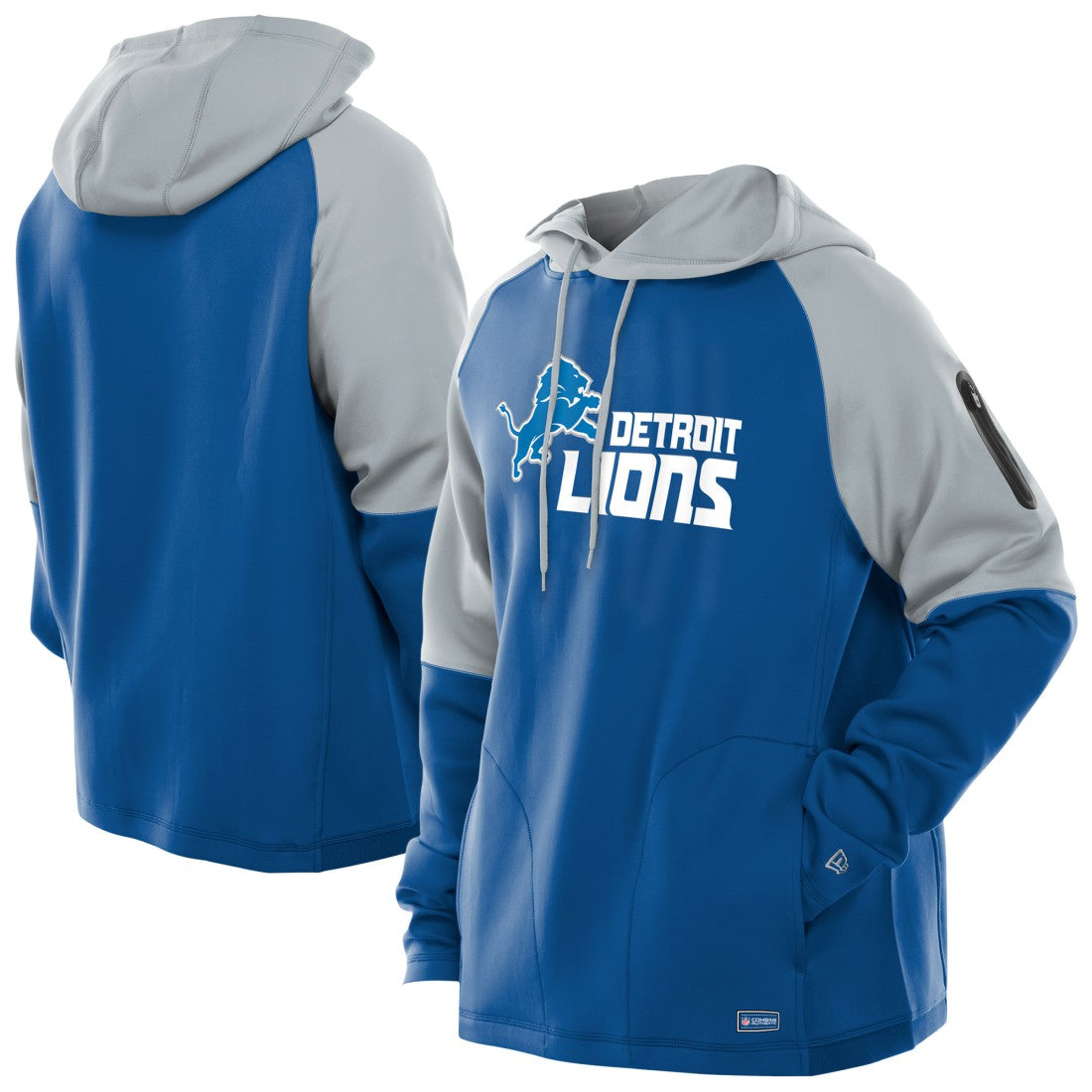 Detroit Lions New Era Combine Authentic Color Block Raglan Pullover Hoodie Blue - NFL