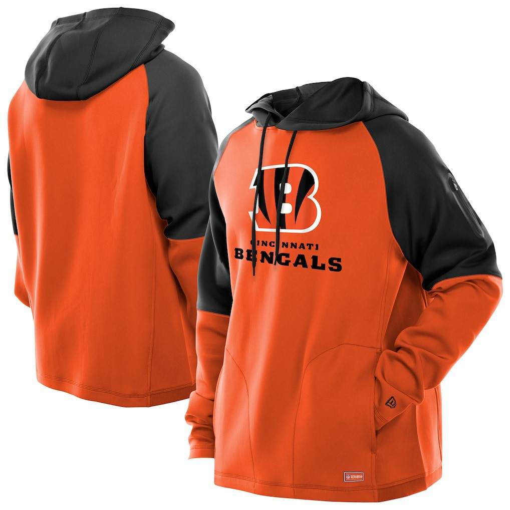 Cincinnati Bengals New Era Combine Authentic Color Block Raglan Pullover Hoodie Orange - NFL