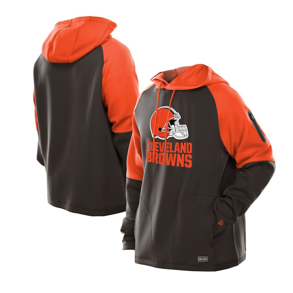 Cleveland Browns New Era Combine Authentic Color Block Raglan Pullover Hoodie Brown - NFL