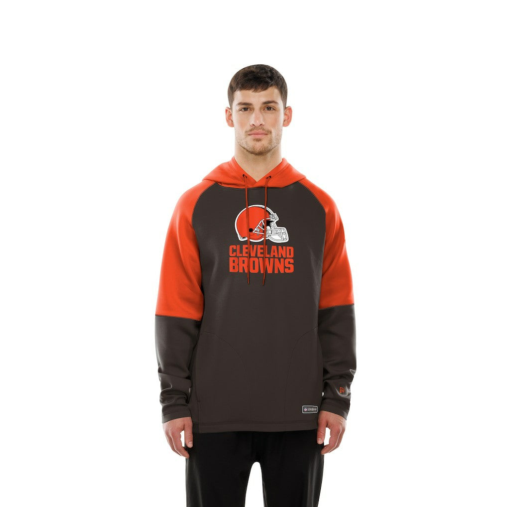 Cleveland Browns New Era Combine Authentic Color Block Raglan Pullover Hoodie Brown - NFL