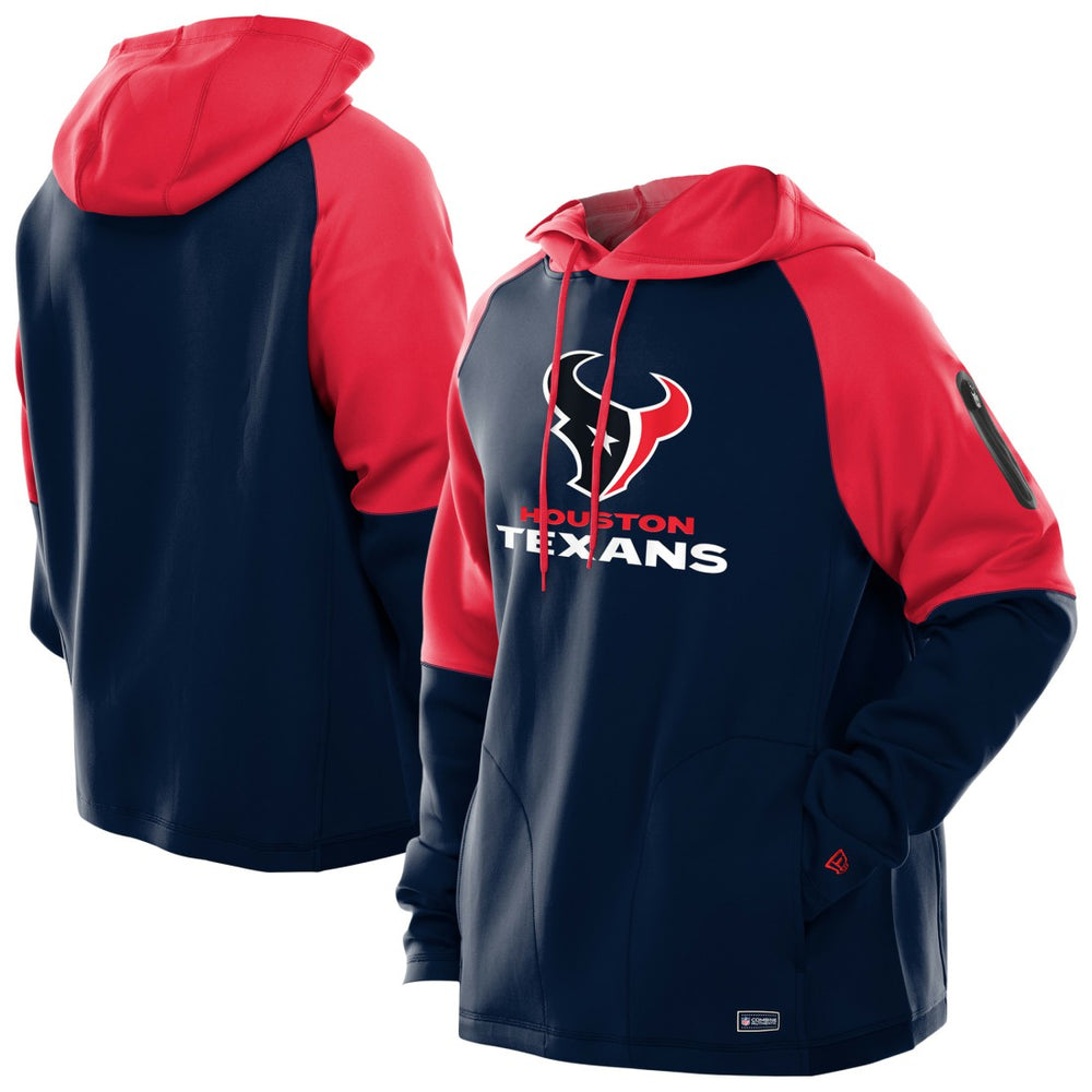 Houston Texans New Era Combine Authentic Color Block Raglan Pullover Hoodie Navy - NFL