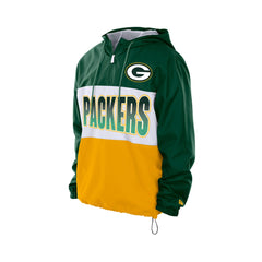 Green Bay Packers New Era Ripstop Quarter-Zip Hooded Windbreaker Green - NFL