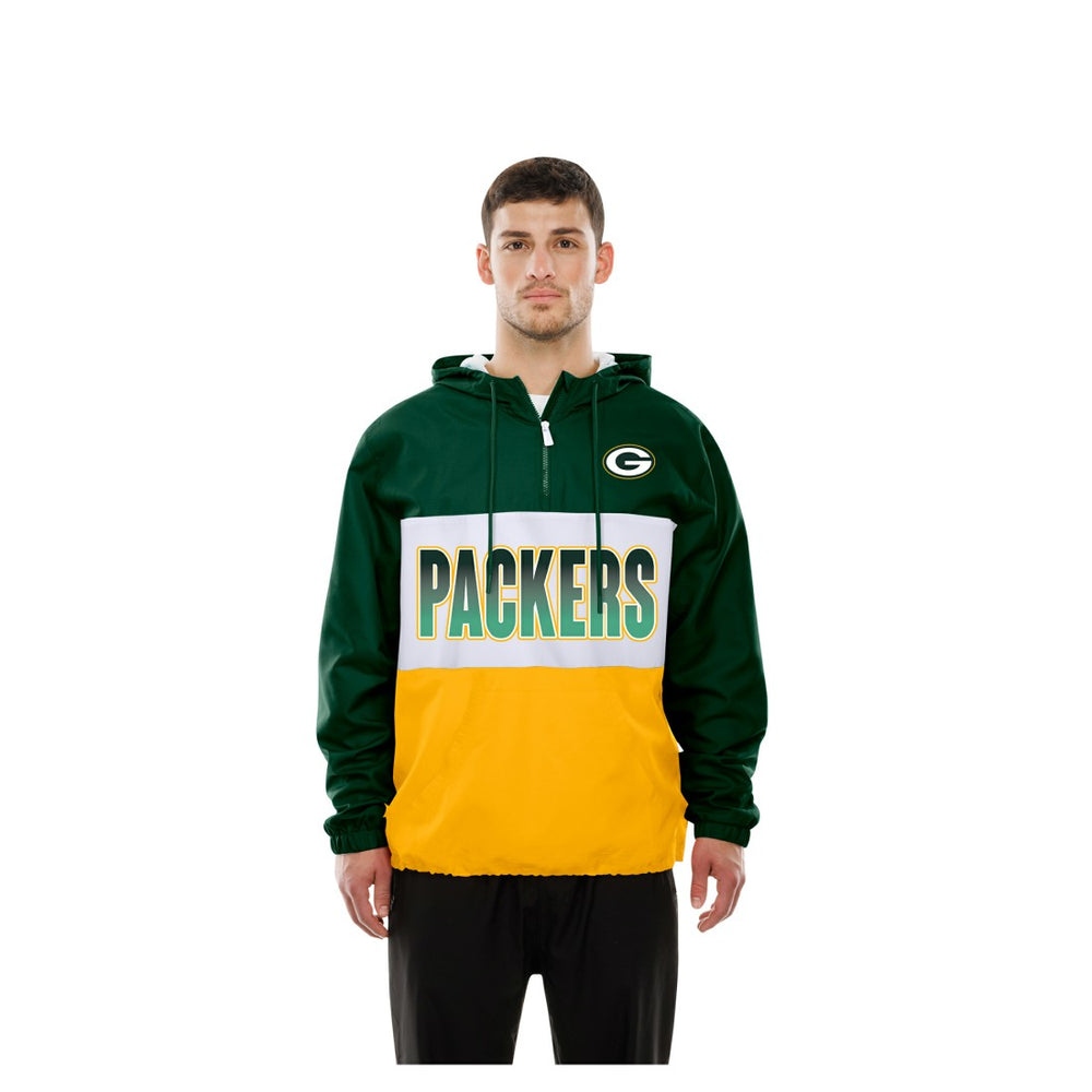 Green Bay Packers New Era Ripstop Quarter-Zip Hooded Windbreaker Green - NFL