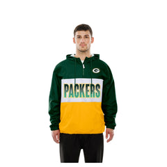 Green Bay Packers New Era Ripstop Quarter-Zip Hooded Windbreaker Green - NFL