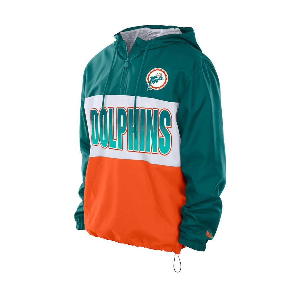 Miami Dolphins New Era Ripstop Quarter-Zip Hooded Windbreaker Aqua - NFL