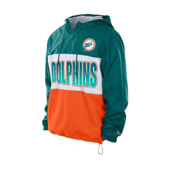 Miami Dolphins New Era Ripstop Quarter-Zip Hooded Windbreaker Aqua - NFL