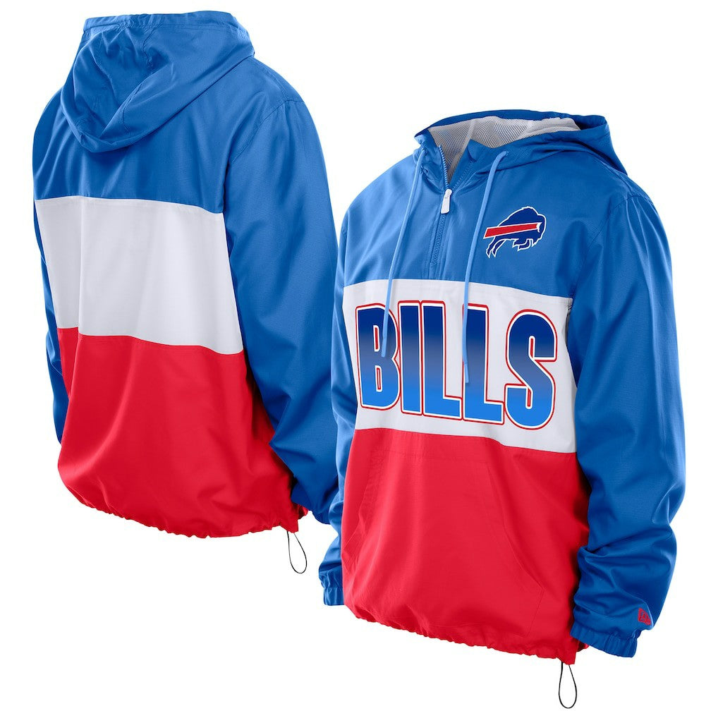 Buffalo Bills New Era Ripstop Quarter-Zip Hooded Windbreaker Royal - NFL