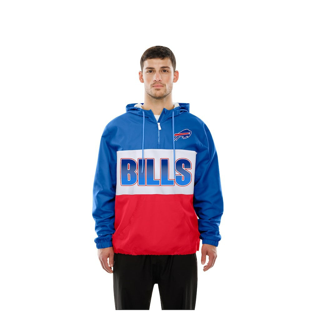 Buffalo Bills New Era Ripstop Quarter-Zip Hooded Windbreaker Royal - NFL