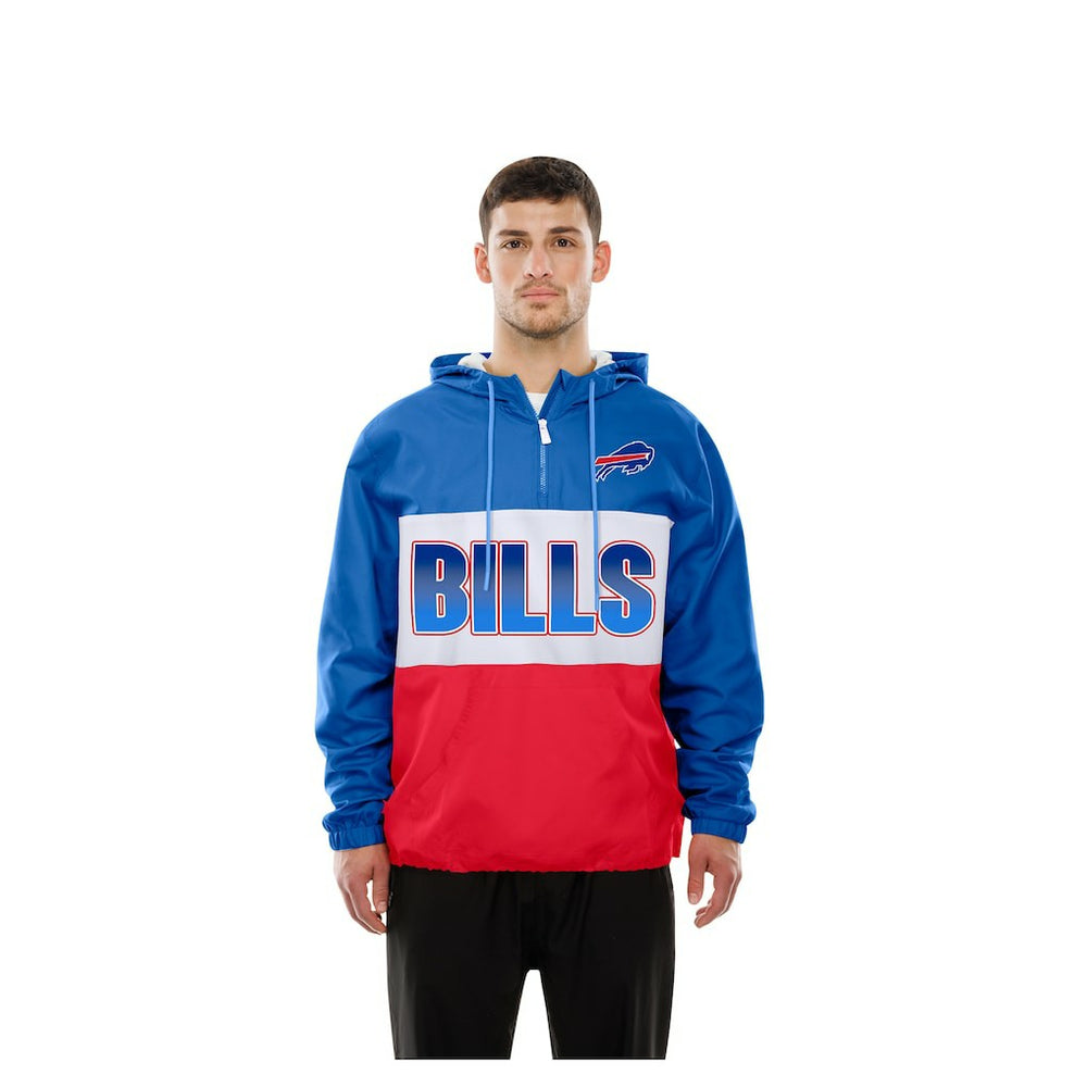 Buffalo Bills New Era Ripstop Quarter-Zip Hooded Windbreaker Royal - NFL